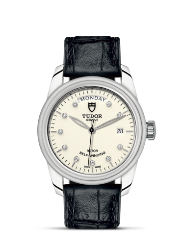 Tudor 56000-0184 : Glamour Day + Date Stainless Steel / Opaline-Diamond / Strap