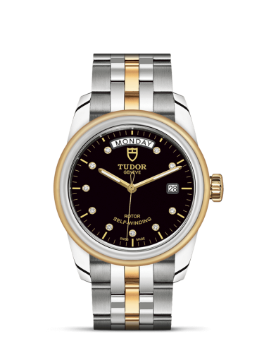 Tudor 56003-0008 : Glamour Day + Date Stainless Steel / Yellow Gold / Black-Diamond / Bracelet