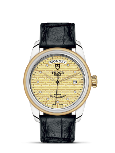 Tudor 56003-0029 : Glamour Day + Date Stainless Steel / Yellow Gold / Jacquard Champagne-Diamond / Strap