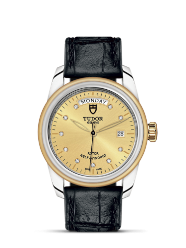 Tudor 56003-0035 : Glamour Day + Date Stainless Steel / Yellow Gold / Champagne-Diamond / Strap