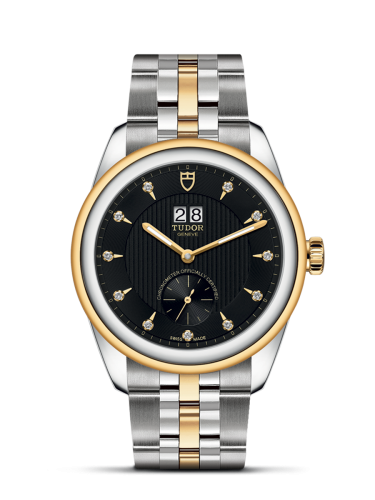 Tudor 57103-0004 : Glamour Double Date Stainless Steel / Yellow Gold / Black-Diamond / Bracelet