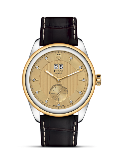 Tudor 57103-0024 : Glamour Double Date Stainless Steel / Yellow Gold / Champagne-Diamond / Strap