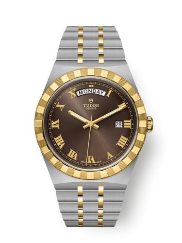 Tudor 28603-0007 : Royal Day-Date 41 Stainless Steel / Yellow Gold / Chocolate - Roman
