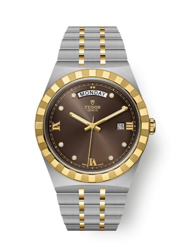 Tudor 28603-0008 : Royal Day-Date 41 Stainless Steel / Yellow Gold / Chocolate - Diamond