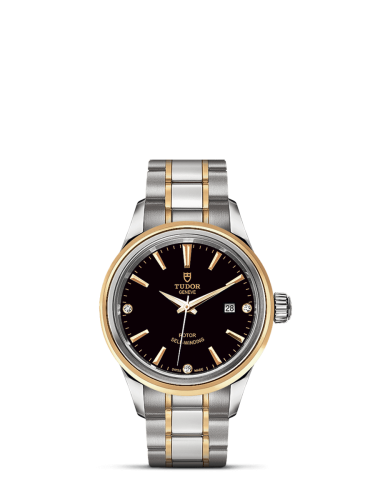 Tudor 12103-0006 : Style 28 Stainless Steel / Yellow Gold / Black-Diamond / Bracelet