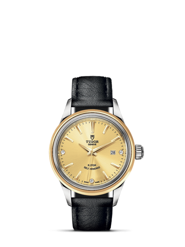 Tudor 12103-0010 : Style 28 Stainless Steel / Yellow Gold / Champagne-Diamond / Strap