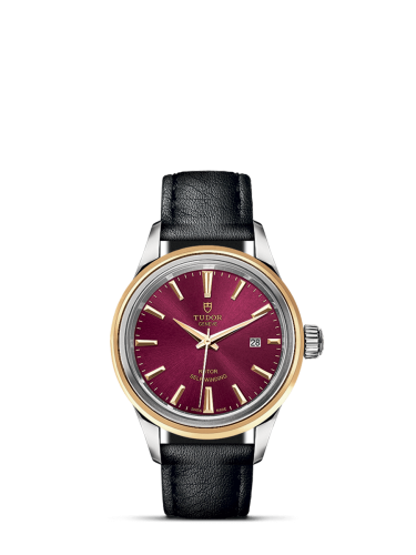 Tudor 12103-0014 : Style 28 Stainless Steel / Yellow Gold / Burgundy / Strap