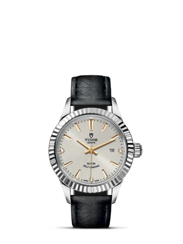 Tudor 12110-0026 : Style 28 Stainless Steel / Fluted / Silver-Diamond / Strap