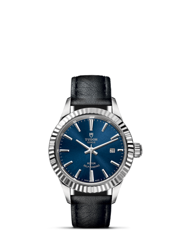 Tudor 12110-0027 : Style 28 Stainless Steel / Fluted / Blue / Strap