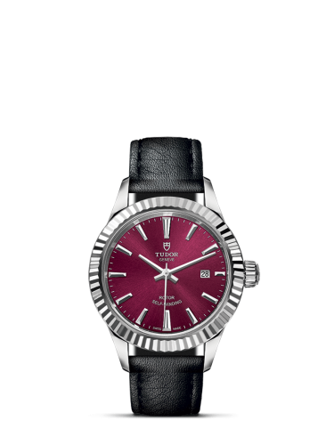 Tudor 12110-0028 : Style 28 Stainless Steel / Fluted / Burgundy / Strap