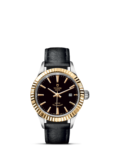 Tudor 12113-0021 : Style 28 Stainless Steel / Yellow Gold / Fluted / Black / Strap