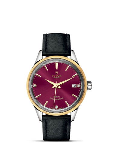 Tudor 12303-0016 : Style 34 Stainless Steel / Yellow Gold / Burgundy-Diamond / Strap