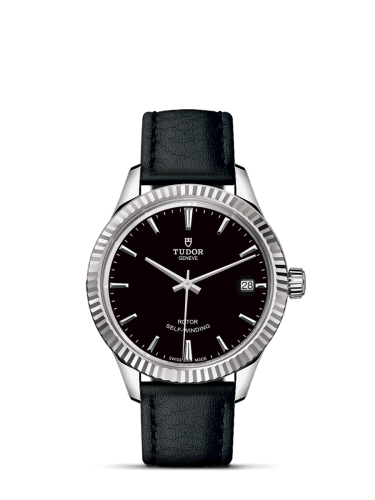 Tudor 12310-0022 : Style 34 Stainless Steel / Fluted / Black / Strap