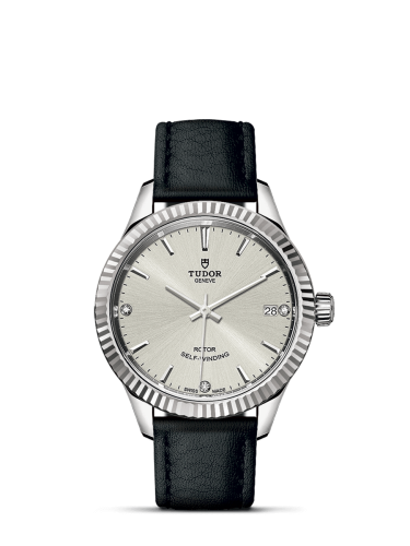 Tudor 12310-0024 : Style 34 Stainless Steel / Fluted / Silver-Diamond / Strap