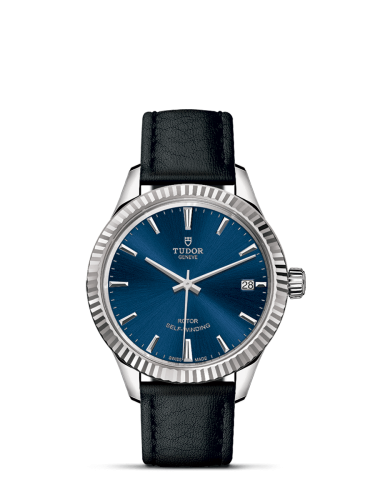 Tudor 12310-0027 : Style 34 Stainless Steel / Fluted / Blue / Strap
