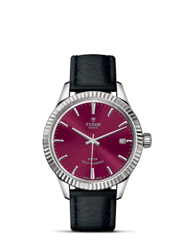 Tudor 12310-0028 : Style 34 Stainless Steel / Fluted / Burgundy / Strap