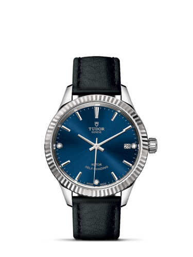 Tudor 12310-0029 : Style 34 Stainless Steel / Fluted / Blue-Diamond / Strap