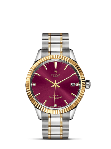 Tudor 12313-0015 : Style 34 Stainless Steel / Yellow Gold / Fluted / Burgundy-Diamond / Bracelet