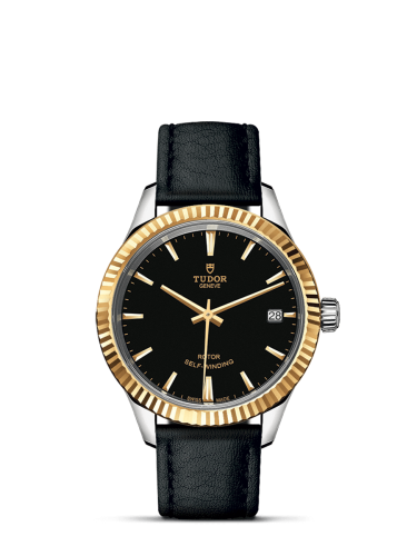 Tudor 12313-0019 : Style 34 Stainless Steel / Yellow Gold / Fluted / Black / Strap
