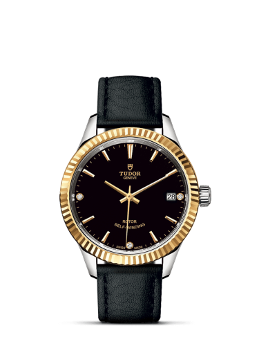 Tudor 12313-0022 : Style 34 Stainless Steel / Yellow Gold / Fluted / Black-Diamond / Strap