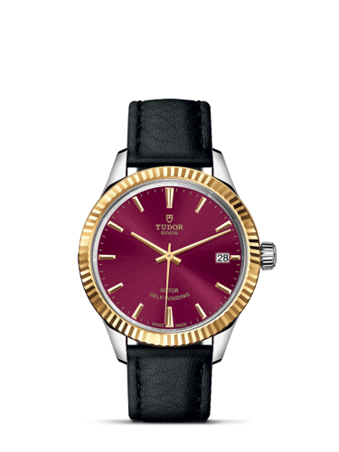 Tudor 12313-0023 : Style 34 Stainless Steel / Yellow Gold / Fluted / Burgundy / Strap