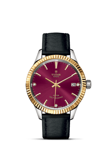 Tudor 12313-0024 : Style 34 Stainless Steel / Yellow Gold / Fluted / Burgundy-Diamond / Strap