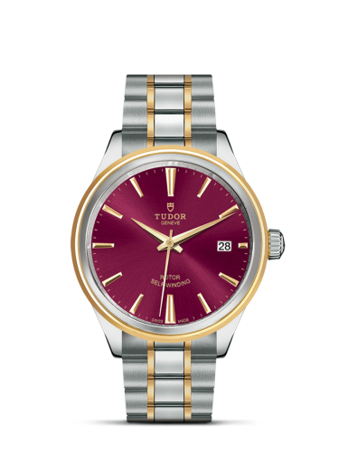 Tudor 12503-0013 : Style 38 Stainless Steel / Yellow Gold / Burgundy / Bracelet