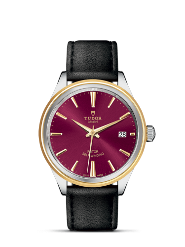 Tudor 12503-0014 : Style 38 Stainless Steel / Yellow Gold / Burgundy / Strap