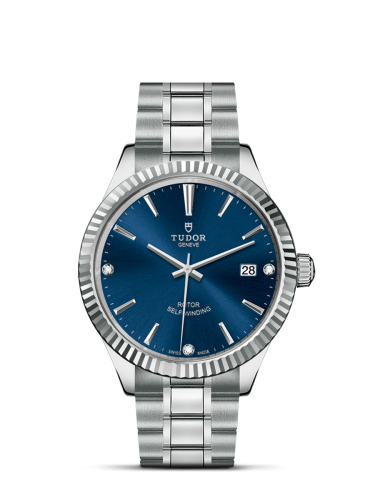 Tudor 12510-0017 : Style 38 Stainless Steel / Fluted / Blue-Diamond / Bracelet