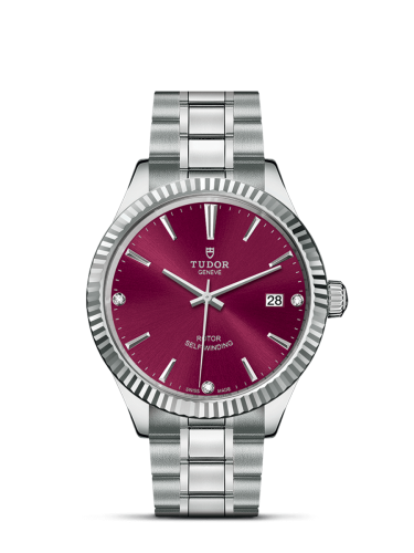 Tudor 12510-0019 : Style 38 Stainless Steel / Fluted / Burgundy-Diamond / Bracelet