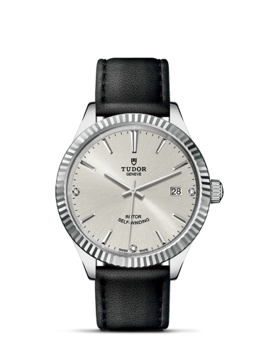 Tudor 12510-0024 : Style 38 Stainless Steel / Fluted / Silver-Diamond / Strap