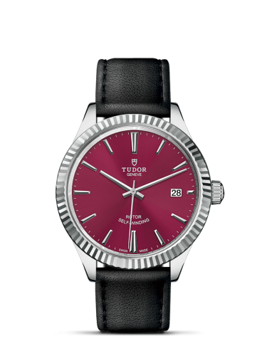 Tudor 12510-0028 : Style 38 Stainless Steel / Fluted / Burgundy / Strap