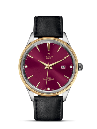 Tudor 12703-0016 : Style 41 Stainless Steel / Yellow Gold / Burgundy-Diamond / Strap