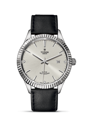 Tudor 12710-0024 : Style 41 Stainless Steel / Fluted / Silver-Diamond / Strap