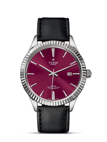 Tudor 12710-0028 : Style 41 Stainless Steel / Fluted / Burgundy / Strap