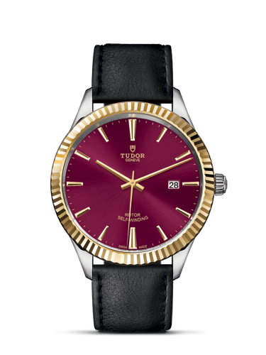 Tudor 12713-0023 : Style 41 Stainless Steel / Yellow Gold / Fluted / Burgundy / Strap