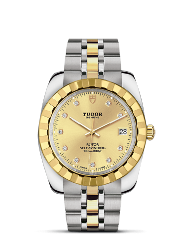 Tudor 21013-0007 : Classic 38 Stainless Steel / Yellow Gold / Fluted / Champagne-Diamond / Bracelet