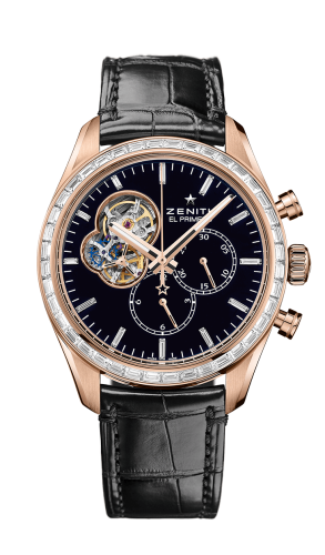 Zenith 22.2080.4061/21.C496 : El Primero Chronomaster Open Rose Gold / Diamond / Black / Alligator