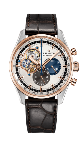 Zenith 51.2080.4061/69.C494 : El Primero Chronomaster Open Stainless Steel / Rose Gold / Silver 1969 / Alligator