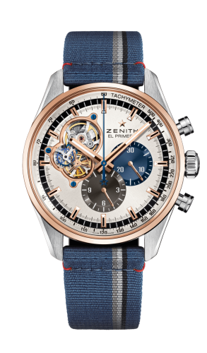 Zenith 51.2080.4061/69.C802 : El Primero Chronomaster Open Stainless Steel / Rose Gold / Silver 1969 / Fabric