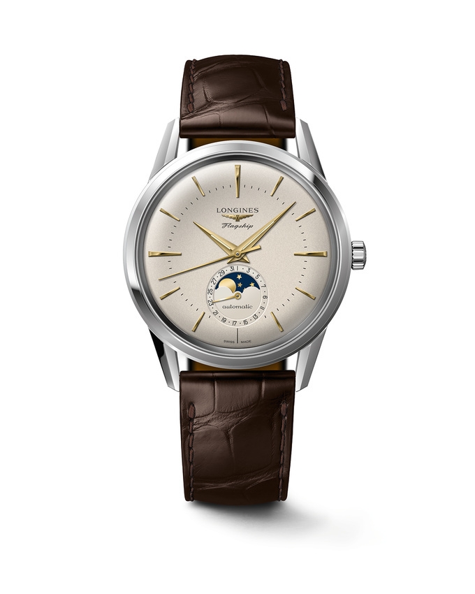 Longines L4.815.4.78.2 : Heritage Flagship Moonphase Stainless Steel ...