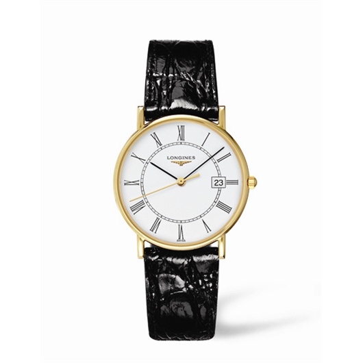 Longines L4.743.6.11.2 : Presence 33.5 Quartz Yellow Gold / White ...