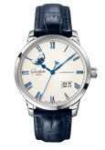 Glashütte Original Senator Excellence Panorama Date Moonphase Stainless Steel / Frosted Silver / Alligator - Pin (1-36-24-05-02-01)
