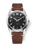 Nivada Grenchen Antarctic 35 Black - White Luminova / Stainless Steel / Brown - White (35002M14)