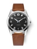 Nivada Grenchen Antarctic 35 Black - White Luminova / Stainless Steel / Brown (35002M16)