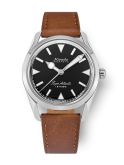 Nivada Grenchen Super Antarctic 35 Black - White Luminova / Stainless Steel / Brown (35014M16)
