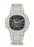 Patek Philippe Nautilus Travel Time White Gold - Diamond / Grey (5990/1400G-001)