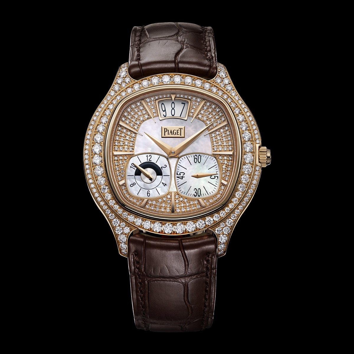 Piaget G0A32020 Emperador Coussin Dual Time Zone Pink Gold