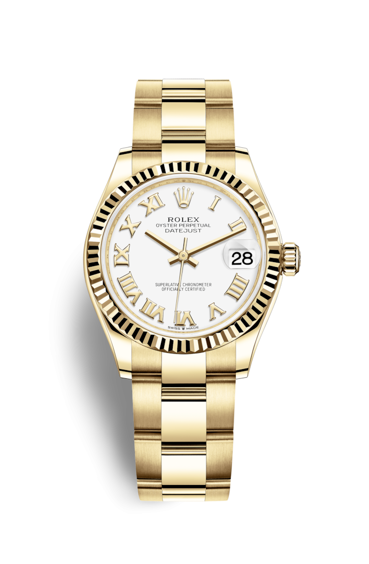 Rolex 278278-0019 : Datejust 31 Yellow Gold / Fluted / White - Roman ...