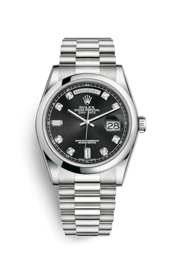 Rolex 118206-0044 : Day-Date 36 Platinum Domed / President / Black ...